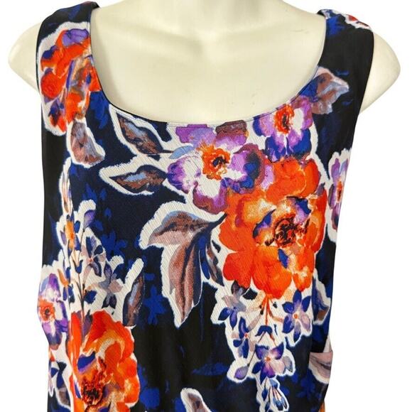 Jones Studio Maxi Floral Sleeveless Chiffon Long Flowy Lined Dress Womens 16W - Picture 5 of 16